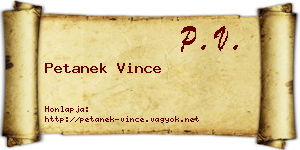 Petanek Vince névjegykártya